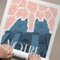 Affiche ville monument notre dame enroulee