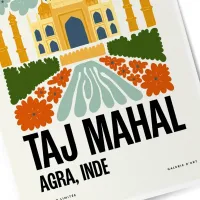 Affiche ville monument taj mahal zoom