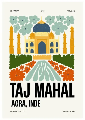 Affiche ville monument taj mahal