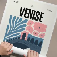 Affiche ville monument venise enroulee